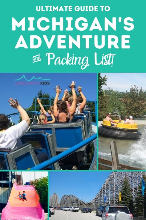 Michigan Adventures Amusement Park, Michigans Adventure, Water Park Tips, Packing List Kids, Lake Activities, Michigan Adventures, Lake Fun, Roller Coasters, Michigan Travel