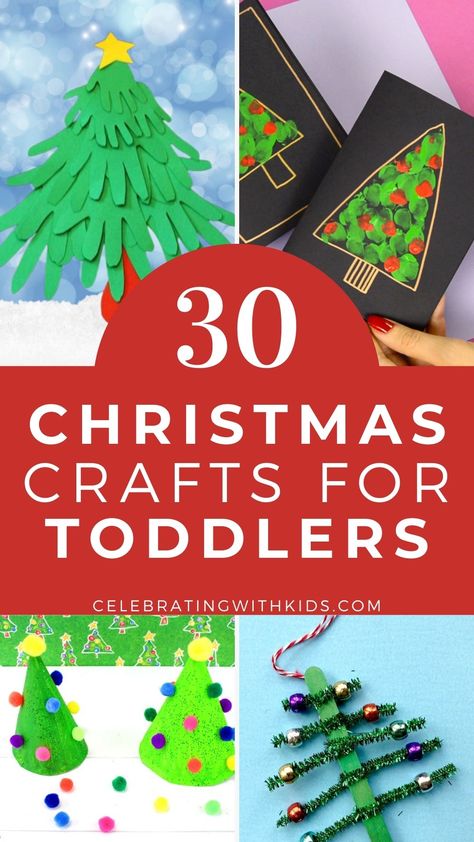 30 Christmas Crafts for Toddlers Toddler Handprint Christmas Crafts, Handprint Reindeer, Easy Christmas Crafts For Toddlers, Toddler Ornaments, Stick Ornaments, Popsicle Stick Ornaments, Popsicle Stick Christmas Crafts, Toddler Christmas Tree, Christmas Handprint Crafts