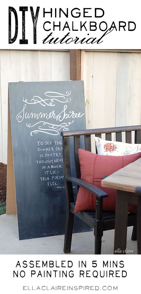 DIY Hinged Chalkboard Tutorial Diy Sandwich, Diy Menu, Sandwich Board, Diy Chalkboard, Patio Style, Chalkboard Paint, Backyard Makeover, Style Challenge, Chalkboard Art