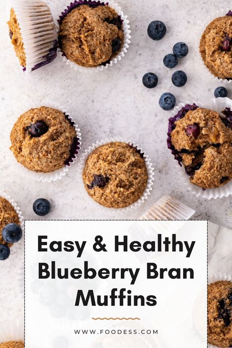 These Blueberry Bran Muffins are healthy, delicious, and easy to make. This muffin recipe is perfect for a quick breakfast or snack. It is packed with healthy ingredients, including whole wheat bran, oats, and blueberries. They're low in sugar and fat. And they are moist, perfectly sweet, and light in texture. So, if you're looking for a healthy muffin recipe, this is the one for you. Read the full recipe on my website and get baking! Blueberry Bran Muffins, Bran Muffins Healthy, Sour Cream Blueberry Muffins, Bran Muffin Recipes, Healthy Muffin, Wheat Bran, Moist Muffins, Healthy Muffin Recipes, Bran Muffins