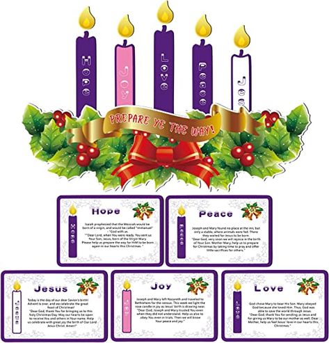 Advent Wreath Candle, Candles For Christmas, Advent Wreath Candles, Christmas Sunday School, Advent Candle Holder, Advent Decorations, Christmas Advent Wreath, Fake Candles, Love Joy Peace