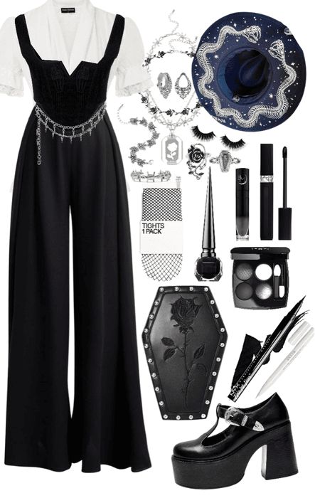 This Mortal Coil Outfit | ShopLook Nyx Outfit Aesthetic, Dark Office Attire, Dark Gothic Aesthetic Outfit, Witch Outfit Ideas Halloween, Witch Outfit With Pants, Magician Outfit Aesthetic, Vampire Aesthetic Outfit Casual, Dark Romantic Outfit Aesthetic, Vampire Casual Outfits