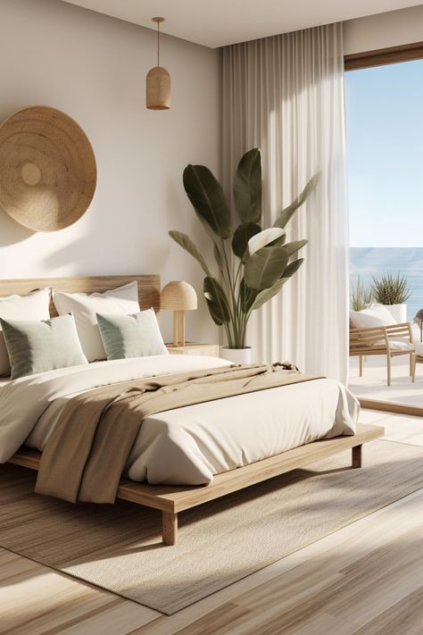 Beach Glam Bedroom, Modern Coastal Furniture Ideas, Resort Home Decor, Tulum Aesthetic Interior, Coastal Modern Interior, Relaxed Coastal Interior, Coastal Calm Bedroom, Coastal Hotel Design, Tulum Style Bedroom