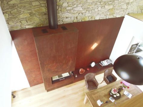 Interior Corten fireplace, Modra, Slovakia - FoxySteel Corten Fireplace, Slovakia, Colour Tone, Warm Colors, Fireplace, Home Decor, Home Décor