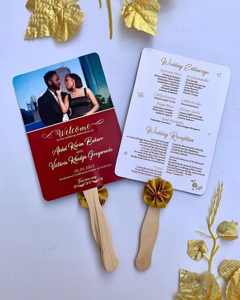 Deluxe Impression on Instagram: "Wedding program for a classy Sierra Leonean couple Abdul & Victoria #weddingstationery #sierraleoneweddings #wedding #fanprograms #weddingprogram" Nigerian Wedding Reception Program, Nigerian Wedding Reception, Fan Programs Wedding, Nigerian Engagement, Wedding Reception Program, Wedding Order Of Events, Wedding Program Design, Wedding Entourage, Wedding Shooting