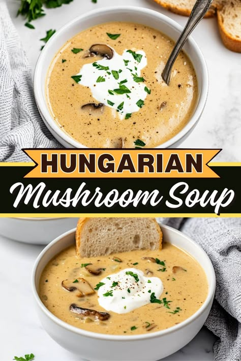 To Die For Hungarian Mushroom Soup, Recipes With Cream Of Mushroom, Cream Of Mushroom Soup Recipes, Mushroom Potato Soup, Mushroom Cabbage, Recipes With Mushrooms, Hungarian Mushroom, Hungarian Mushroom Soup, Polish Recipe