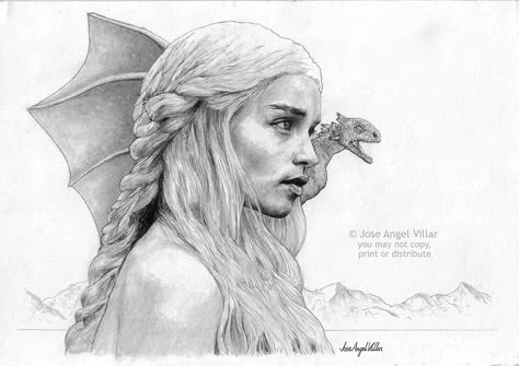 Game of Thrones Daenerys Targaryen by JoseAngelVillar.deviantart.com on @deviantART Daenerys Drawing, Game Of Thrones Drawings, Dessin Game Of Thrones, Game Of Thrones Tattoo, Game Of Thrones Daenerys, Game Of Thrones Artwork, Targaryen Art, Gra O Tron, Drawing Wallpaper