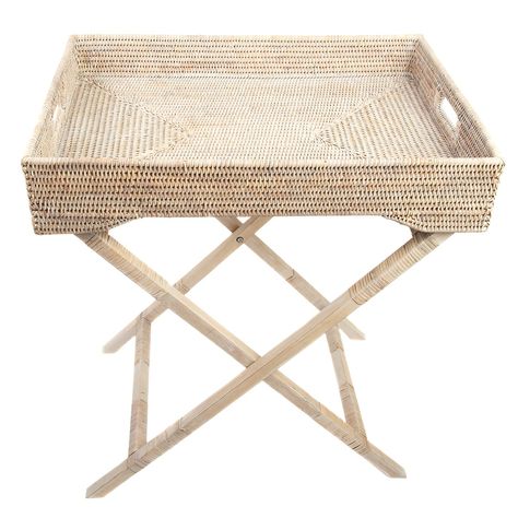 Artifacts Trading Co. Rattan Butler Tray & Table | The Container Store Wine Racks, Butlers Tray Table, China Storage, Butler Tray, The Container Store, Container Store, Tray Table, Flatware, Wine Rack