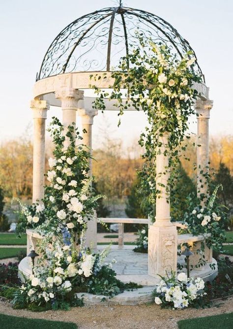 Outdoor Wedding Altars, Gazebo Wedding Ceremony, Gazebo Wedding Decorations, Knotting Hill, Gazebo Decorations, Gazebo Wedding, Wedding Altars, Dfw Wedding, Wedding Venue Decorations