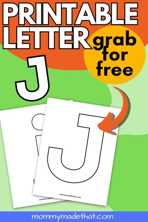 Printable Letter J (Grab the Free Templates!) Letter J Template Free Printable, J Letter Craft, Letter J Activities, Abc Crafts, Free Printable Letters, Bubble Letters, Letter J, Cool Lettering, Printable Letters