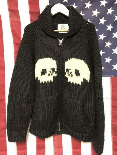 Silly Clothes, Cowichan Sweater, Skull Sweater, Diy Crochet Projects, Harajuku Fashion, Dream Clothes, Cute Crochet, Sweater Weather, Crochet Designs