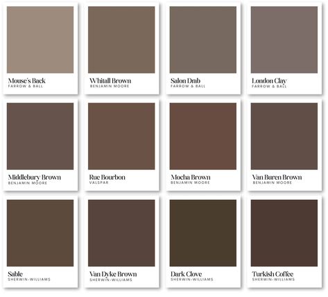 Brown Paint Colors I'm Loving for Interiors - Chris Loves Julia Benjamin Moore Brown, Chocolate Brown Paint, Painted Pantry, Brown Paint Colors, Warm Paint Colors, Chris Loves Julia, Paint Color Schemes, Coffee Painting, Sherwin Williams Paint Colors