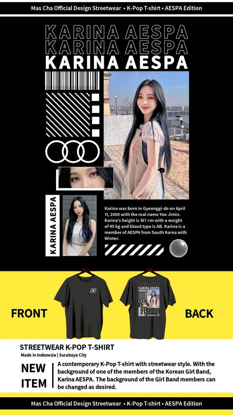 K-Pop T-shirt, KARINA AESPA T-SHIRT, illustration, typography, denim, apparel, design, vintage, authentic, tee, vector, print, sign, t shirt, fashion, graphic, clothing, urban, college, shirt, varsity, sport, art, background, symbol, athletic, style, retro, wear, clothes, logo, emblem, banner, texture, text, label, grunge, new, abstract, slogan, badge, font, jersey, stamp, premium, modern, artwork, textile, poster, element Distro Clothing Design, Font Jersey, Streetwear Typography, Kpop Streetwear, Text Label, Clothes Logo, Magazine Cover Ideas, T Shirt Illustration, Streetwear Tshirt Design