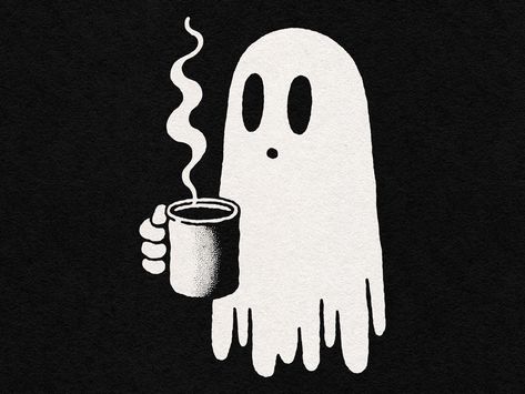 This ghoul's soul is cold but the coffee is hot! Add a little halloween spirit to your everyday with this spooky coffee loving sheet ghost. Bold contemporary vector illustration style, inspired by retro illustrations. A perfect graphic design element for your halloween decor, coffee shop, special halloween events, or even home decor (as an art print). -------------------- IMPORTANT: This is a digital download and no physical product will be shipped to you. Digital Downloads Include: One transpar Ghost Graphic Design, Halloween Cafe, Spooky Halloween Art, Ghost Project, Ghost Illustration, Spooky Coffee, Retro Illustrations, Halloween Kunst, Sheet Ghost