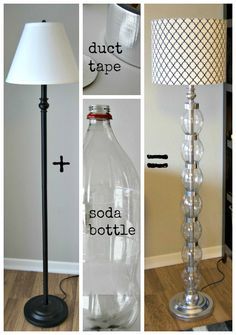 Bling Floor Lamps, Floor Lamp Redo, Floor Lamp Makeover, Glam Lamps, Duct Tape Diy, Lamp Redo, Diy Floor Lamp, Eco Crafts, Lamp Makeover