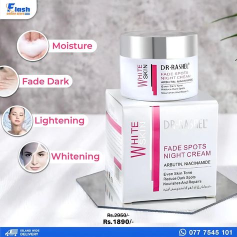 Such a discount for a face cream with niacinamide 😍 Dr.Rashel White Skin Fade Spots Night Cream . . . . #drrashelskincare #drrashelproducts #drrshel #fadespotscream #flashonlinestore #whitening #drrashelwhiteskin Cleanser Products, Dr Rashel, Skin Fade, Skin Cleanser, White Skin, Skin Cleanser Products, White Face, Whitening Cream, July 15