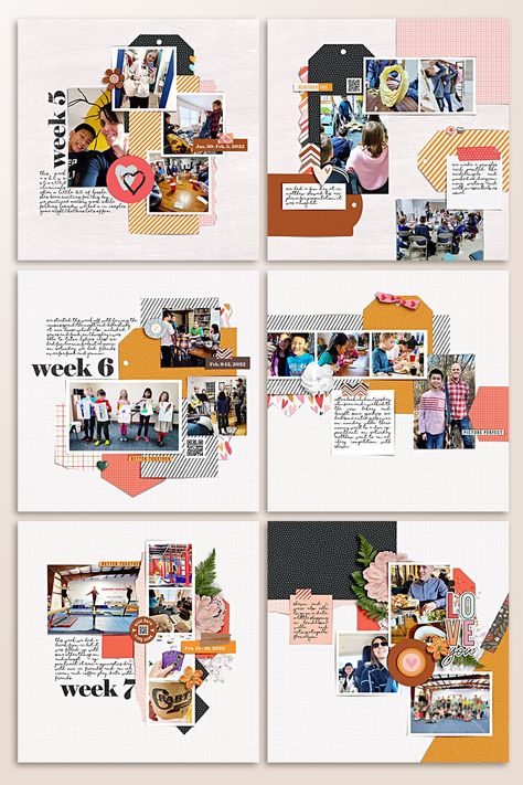 Digital Magazine Layout, Collage Scrapbook Layouts, Magazine Page Layouts, Book Design Templates, Scrapbook Graphics, Photobook Layout, Yearbook Layouts, Scrapbook Design Layout, Digital Photo Album