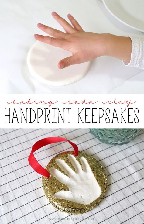 Baking Soda Clay, Clay Handprint, Handprint Ornaments, Keepsake Crafts, Handprint Crafts, Baking With Kids, Clay Ornaments, Craft Making, Noel Christmas