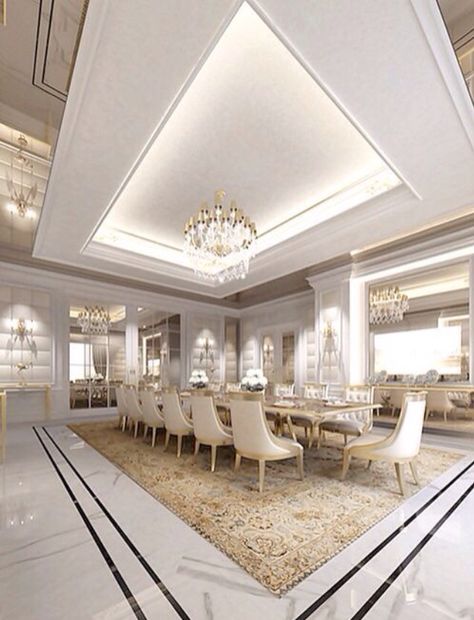 . Modern Classic House Design, Gold Dining Room, Ions Design, Luxurious Dining Room, Luxury Mansions Interior, تصميم داخلي فاخر, Classic House Design, Dining Room Interiors, Luxury Dining Room