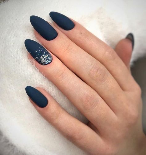 Blue Matte Nails, Navy Nails, Milky Nails, Formal Nails, Matte Nails Design, Blue Nail, Dark Nails, Dipped Nails, Prom Nails