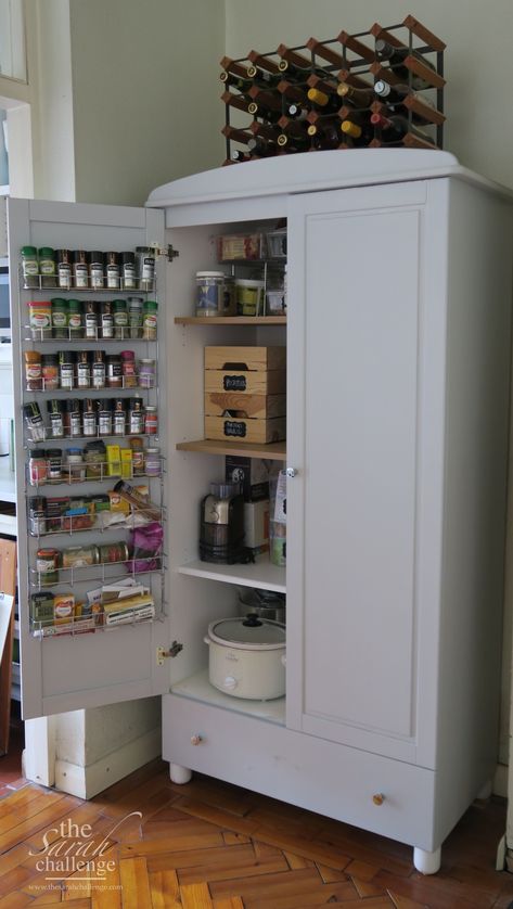 Diy Kitchen Pantry, Armoire Ikea, Ikea Wardrobe, Budget Kitchen Remodel, Diy Kitchen Renovation, Diy Pantry, Pantry Design, Ikea Kitchen, Tiny Kitchen