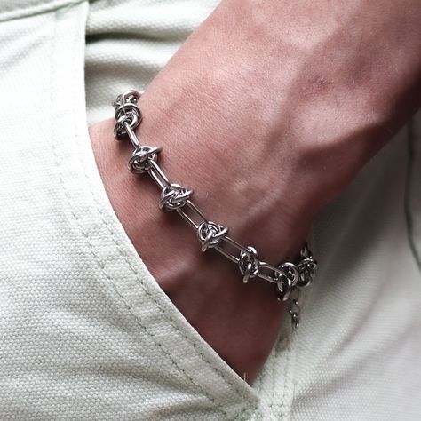 CYPHER Men��’s Bracelet Chain Silver, Silver Chain Bracelets, Silver Chain Bracelet For Men, Men’s Bracelet, Modern Grunge Aesthetic, Grunge Bracelets, Silver Bracelets For Men, Chain Link Bracelet Silver, Chain Bracelet Men