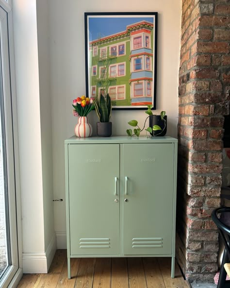 Home 🏡♥️ Locker gifted from @roseandgreyinteriors ✨ Locker Storage Ideas Entryway, Groovy Living Room, Home Lockers, Metal Lockers, Pacific Grove, Metal Cabinet, House Apartment, Studio Setup, Joanna Gaines