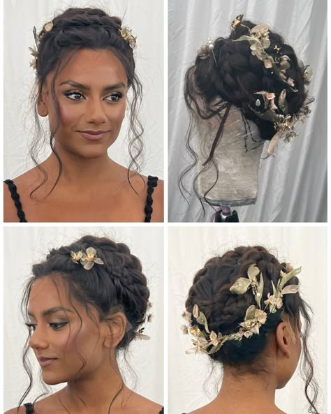 Bridgerton Wedding Hairstyles, Kate Bridgerton Hair, Kate Sharma Hairstyles, Bridgerton Hair And Makeup, Roses In Hair Hairstyles, Kate Bridgerton Season 3, Bridgerton Hair Styles, Hairstyles Bridgerton, Garden Party Hairstyles