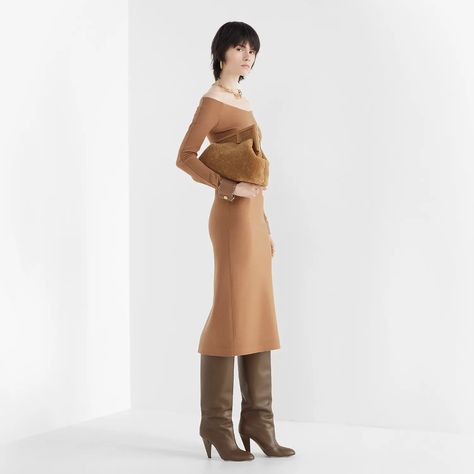 Brown jersey dress - DRESS | Fendi Fendi First Medium, Fendi First Bag, Fendi First, Fendi Store, Fendi Dress, Soft Beige, Tone On Tone, Formal Dresses For Women, Luxe Fashion