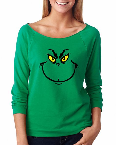 Christmas Shirts // Grinch Shirt // Grinch Face by PlanetOrlando Christmas Shirts Grinch, Grinch Christmas Party, Grinch Shirt, Stink Stank Stunk, Disney Christmas Shirts, Grinch Shirts, Grinch Face, Womens Disney Shirts, Holiday Sweatshirt