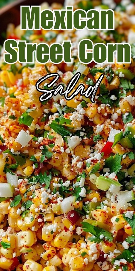 Mexican Street Corn Salad, also known as Esquites, is a vibrant and flavorful dish that captures the essence of Mexican street food culture. It’s a delightful combination of grilled corn kernels tossed with a creamy dressing, tangy lime juice, savory cheese, and zesty spices.

This recipe is easy to follow and tastes absolutely delicious! Enjoy. Easy Side Dishes Mexican, Recipe For Street Corn, Mexican Street Corn Slaw, Camping Dinner Sides, Sides For The Grill, Street Corn Tacos Recipe, Corn Salads Recipes, Mexican Street Corn Recipe Authentic, Mexican Corn Salad Recipe Easy