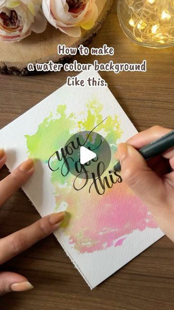 Diy Watercolor Cards, Calligraphy Background, Watercolour Background, Watercolor Quote, Calligraphy Cards, Card Decoration, Watercolor Calligraphy, Hand Painted Card, Diy Techniques