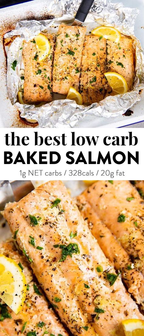 Low Carb Fish Meals, Low Carb Salmon Dinner, Keto Fish Meals, Keto Dinner Recipes Fish, Bariatric Salmon Recipes, Baked Salmon With Lemon, Salmon Low Carb Recipes, Salmon Recipes Low Carb, Low Carb Dinner Fish