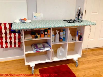 Diy Ironing Board, Ironing Station, Sewing Room Inspiration, Sewing Room Storage, Ironing Boards, Sewing Spaces, Sewing Room Design, Sewing Storage, Sewing Room Organization