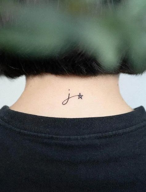 Initial Tattoo With Star, Initial And Star Tattoo, Star With Initials Tattoo, Initial Tattoos For Women Letters, Mens Initial Tattoo, Star Initial Tattoo, Star Tattoo With Initials, J Tattoo Initial, Initials Tattoos For Women