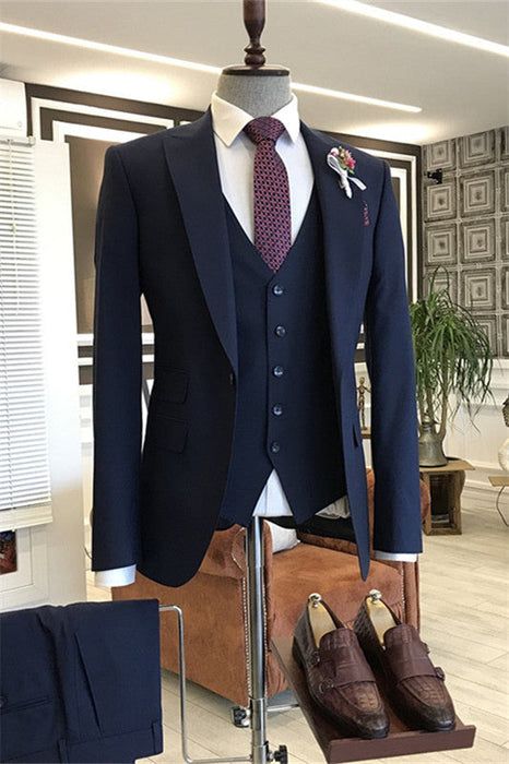 Navy Blue 3 Piece Suit, Navy Blue Suit Men, Blue Three Piece Suit, Men's Business Suits, Blue Suit Men, Mens Business, Smart Men, Navy Blue Suit, Suit Men