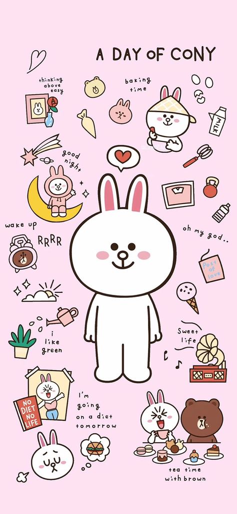 Line Brown Bear, Cony Brown, Lines Wallpaper, Bunny And Bear, Friends Wallpaper, Cool Wallpapers Cartoon, Chibi Characters, Cute Disney Wallpaper, Bear Wallpaper