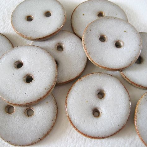 Ceramic buttons - white round by Jude Allman Pottery Diy, Clay Buttons, Ceramic Buttons, Clothing Art, Cerámica Ideas, White Chic, Keramik Design, Enameled Copper, Pottery Classes