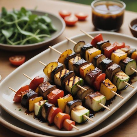 Grilled Vegetable Skewers with Balsamic Glaze – Vegan Mushroom Sauce Steak, Grilled Vegetable Skewers, Vegetable Skewers, Quick Side Dishes, Vegan Grilling, Zucchini Squash, Cauliflower Steaks, Balsamic Reduction, Summer Grilling