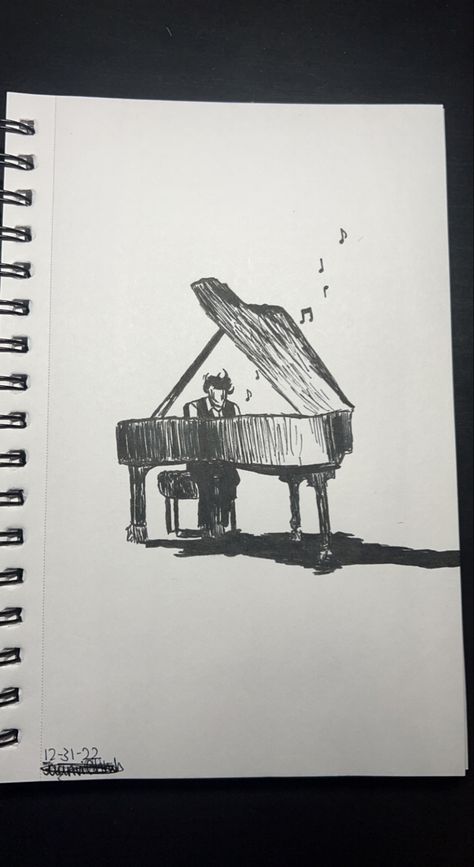 Piano Drawings Aesthetic, Piano Playing Drawing, Person Playing Piano Drawing, Man Playing Piano Drawing, Playing Piano Drawing Reference, Two People Playing Piano, Playing Piano Sketch, Piano Drawing Reference, People Playing Piano