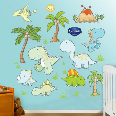 Baby Dinosaurs Wall Decal - 4.5W x 3.4H ft. - Wall Decals at Hayneedle Baby Room Wall Stickers, Dinosaur Decals, Boys Wall Stickers, Dinosaur Wall Decor, Dinosaur Wall Decals, Bathroom Wall Stickers, Dinosaur Room, Dinosaur Wall Stickers, Murals For Kids