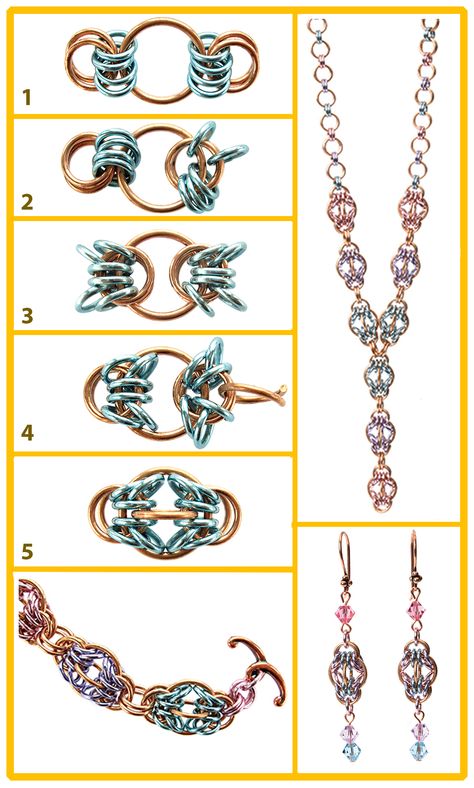 Chainmaille Jewelry Patterns, Chain Maille Patterns, Chainmaille Jewelry, Wire Jewelery, Wire Wrap Jewelry Designs, Chainmail Jewelry, Wire Wrapped Jewelry Tutorials, Bijoux Fil Aluminium, Wire Jewelry Tutorial