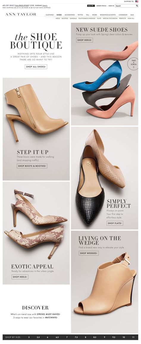 Shoes | Ann Taylor Heels Photography Ideas, Shoes Email Design, Shoes Banner Design, Shoes Banner, Email Marketing Examples, Email Marketing Inspiration, Shoe Poster, Shoes Fashion Photography, Email Template Design