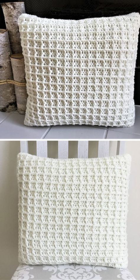 Waffle Stitch Crochet Projects - Free Patterns - Pattern Center Crochet Sofa Pillows Free Pattern, Pillow Case Pattern Crochet, Pillowcase Crochet Pattern, Crochet Duvet Cover Pattern, Crochet Bed Pillow, Crochet Accent Pillow, Crochet Cushion Cover Pattern Free Easy, Cushion Crochet Pattern Free, Crochet Fall Pillow Free Pattern