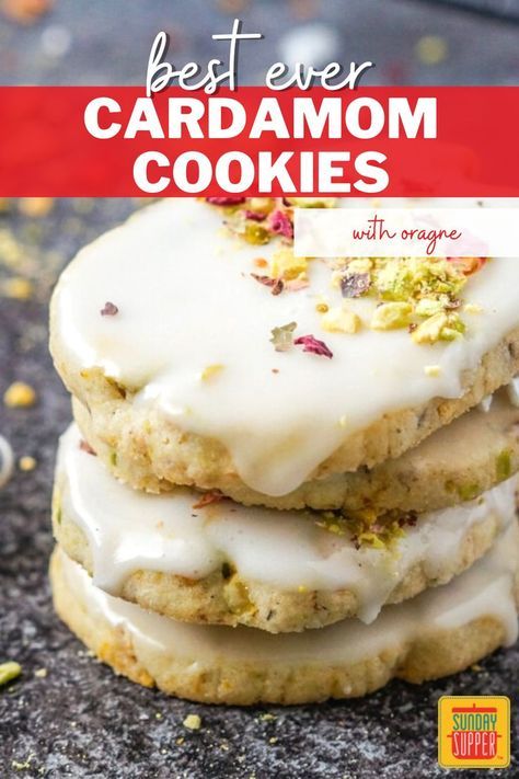 Cardamom Cookies Recipe, Cardamom Recipes, Cardamom Spice, Cardamom Recipe, Cardamom Cookies, Orange Cardamom, Cookie Exchange Recipes, Cookie Platter, Shortbread Cookie Recipe