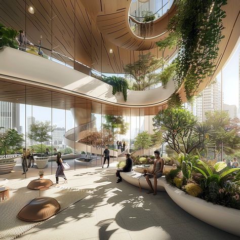 Skyscraper Harmonious Horizons in Ramsar: A Sustainable Vision for Futuristic Architecture by Rezvan Yarhaghi @yk_archdaily. 🔗 https://www.amazingarchitecture.com/skyscrapers/skyscraper-harmonious-horizons-in-ramsar-a-sustainable-vision-for-futuristic-architecture-by-rezvan-yarhaghi Rezvan Yarhaghi: This skyscraper visualization a captivating glimpse into the future of architectural design, where innovation and sustainability intersect to create breathtaking structures that harmonize with t... Futuristic Airport Design, Innovation Hub Architecture, Environmental Design Architecture, Sustainable Design Architecture, Biofilic Design, Architecture Futuristic, Green Building Architecture, Sustainable Architecture Design, Sustainable Schools