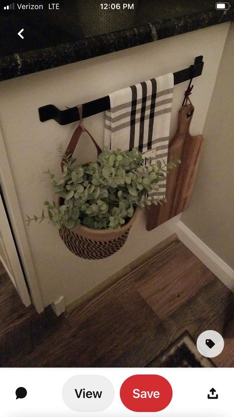 Side Of Kitchen Cabinet Ideas Farmhouse, Small Bathroom Makeup Storage Counter Space, Farmhouse Stairwell Decor, Kitchen Counter Containers, Farmhouse Apartment Kitchen, Kitchen Towel Bar Decor, Over Doorway Decor Ideas, Non Traditional Kitchen, Old Home Decor Ideas