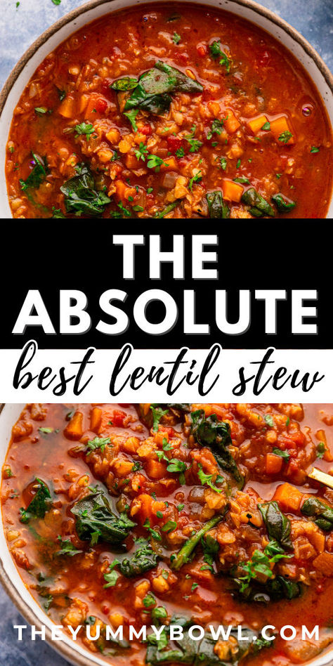 lentil stew Red Lentils, Tasty Dinner, Lentil Stew, Stew Recipe, Healthy Easy, Fresh Veggies, Lentils, Stew, Bowl