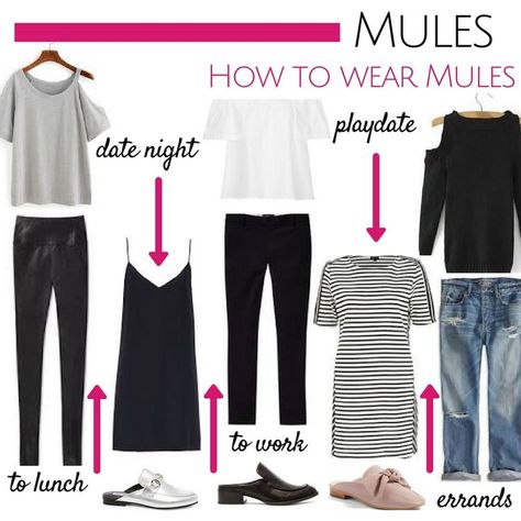 How to wear Mules with every outfit How To Wear Mules Outfits, Mule Outfits Women, Mule Outfits, Mules Outfits, How To Wear Mules, Celebrity Mom Style, Put Together Outfits, Mules Outfit, Slides Outfit