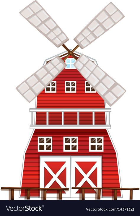 Red windmill on white background Royalty Free Vector Image Windmill Drawing, Farmers Market Logo, Farm With Animals, Farm Windmill, Cow Vector, Farm Cake, Wood Slice Art, Baby Illustration, Beautiful Art Paintings